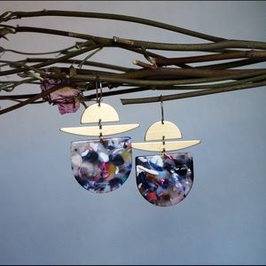 CUMBIA Handmade Brass & Acetate Confetti Earrings